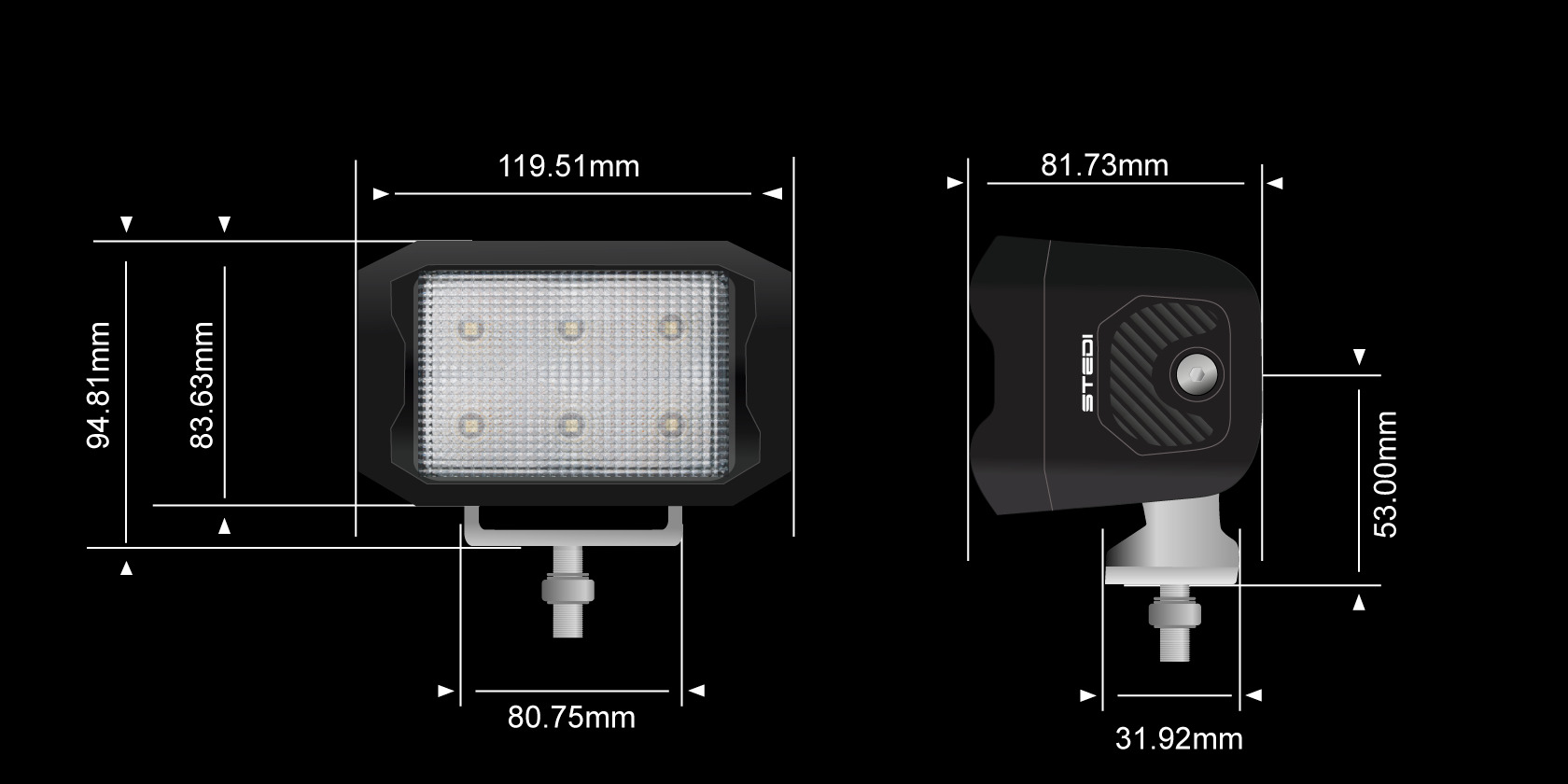 STEDI G6 Black Ultra Flood työvalo